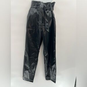 Grace Karin Women's Faux Leather Belted Waist Pants -Size M